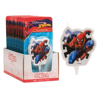 Produktbild von Geburtstagskerze mit Spiderman Motiv, 7.5cm, Tortendeko Kindergeburtstag