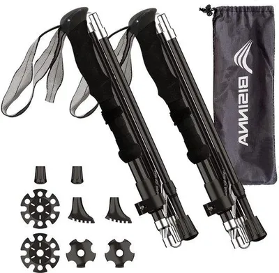 Produktbild von Famanu Wanderstöcke Aluminium - Verstellbar und Zusammenklappbar - Ideal für Camping und Bergsteigen
