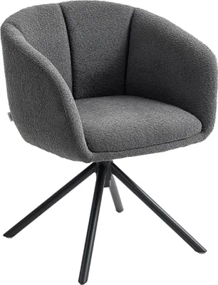 Productafbeelding van HOMCOM Fauteuil, loungefauteuil met armleuningen, 360° draaibaar, linnenlook, donkergrijs