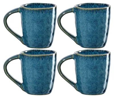 Produktbild von Leonardo Matera Espressotassen 4er Set, Mokka-Becher aus Steingut, spülmaschinengeeignete Espresso-Gläser, Keramik-Tassen, blau, 90 ml