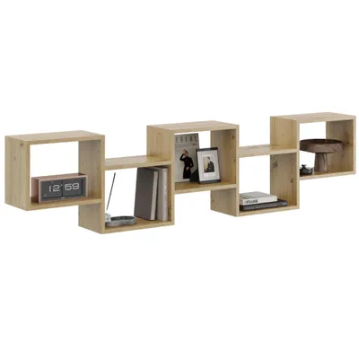 Produktbild von Hängeregal Wandmontage Eiche Artisan – offenes Regal mit Fächern, modernes Bücherregal fürs Zuhause, 185 cm breit, stabil & dekorativ
