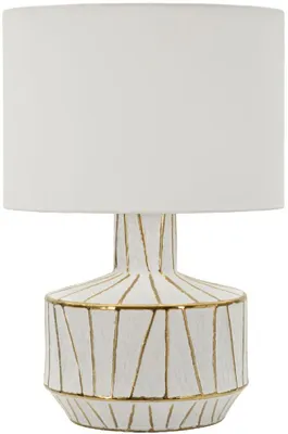 Zdjęcie produktu dla Lampa stołowa Tangeri 40 x 60 x 40 cm, żelazo, ceramika, tkanina, biała, złota