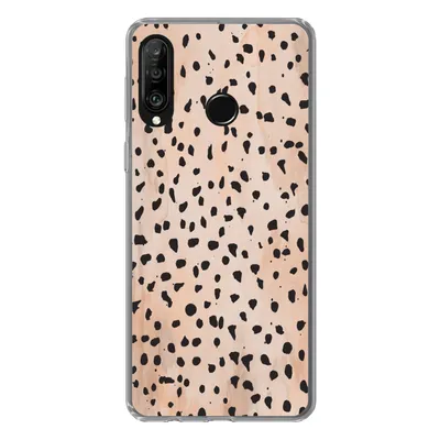 Produktbild von MuchoWow® Handyhülle Schutzhülle Hülle für Huawei P30 Lite Polka dots - Schwarz - Marmor Silikon Softcase Handy Hülle - Handyhülle
