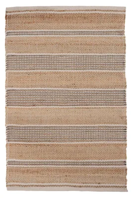 Produktbild von Handwebteppich - 70 x 120 cm - Beige - Weiß - Streifenmuster