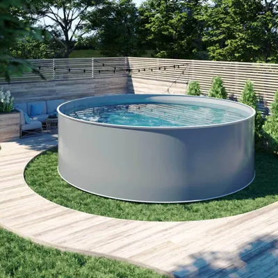 Produktbild von Design-Pool rund, Ø 4,50 x 1,20 m, Stahlmantel anthrazit, Folie grau, Handlauf STYLE