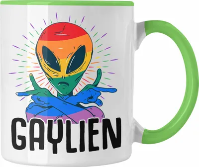 Produktbild von Trendation - Gaylien Tasse Geschenk Schwule Lesben LGBTQ Bisexuel Transgender Geschenkidee (Grün)