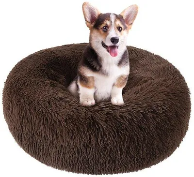 Image de Lit rond lavable de 60 cm pour chiens et chats, fond antidérapant
