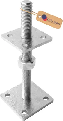 Immagine prodotto di GeZu Impex Supporto per Pali Regolabile 70 x 70 mm Zincato Elettrolitico Ancoraggio per Pali Regolabile in Altezza Supporto per Recinzione con Base El