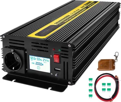 Zdjęcie produktu dla Przetwornica sinusoidalna Happyment 2500W - DC 12V na AC 230V - wyświetlacz LCD - zdalne sterowanie - moc szczytowa 5000W