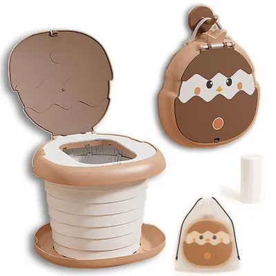 Image de Omgoods - Pot de toilette pliable pour enfants - Pot de propreté avec sacs jetables