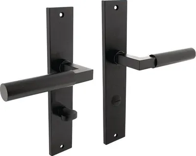 Produktbild von Langschildschildgarnitur Baustil Zamak F71 schwarz WC 72mm DIN L/R INTERSTEEL