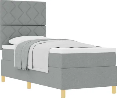 Obrázek produktu pro vidaXL Skříňová postel s čelem světle šedá 80 x 200 cm látka