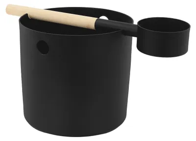 Produktbild von LuxeBath Sauna Zubehör Set 2 tlg Schwarz, Aufgusseimer & Saunakelle aus Aluminium, Saunaaufguss Set, Saunaeimer 7L mit Schöpfkelle, Saunakübel & Kelle