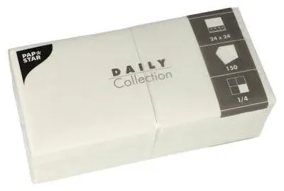 Produktbild von Servietten "DAILY Collection" 1/4-Falz 24 cm x 24 cm weiss