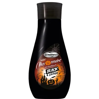 Produktbild von Univer Salat Mayonnaise mit Knoblauch 400g - BLACK EDITION - Halloween-Deko-Highlight
