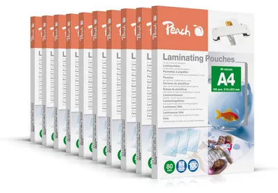Zdjęcie produktu dla Peach 511142, Przezroczysty, A4, Termiczny, 0,08 mm, Paczka, 216 mm