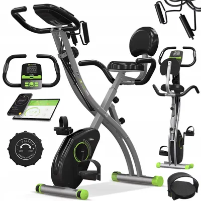 Zdjęcie produktu dla Rower stacjonarny rowerek treningowy SportTronic domowy magnetyczny ćwiczeń + ekspander Zielony
