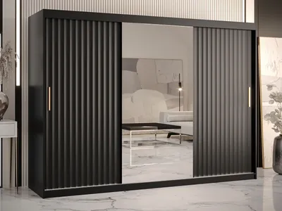 Obrázek produktu pro Zrcadlová šatní skříň 250 cm LUNIVE 2 - černá