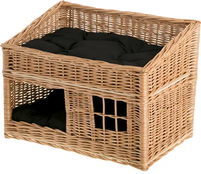 Obrázek produktu pro Obdélníkový domek pro kočky v přírodní barvě Koš pro kočky z vrby 56X36 H32/42 CM