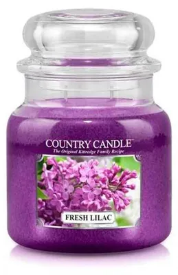 Image de Bougie parfumée Country Candle, senteur "Fresh Lilac", taille moyenne, avec 2 mèches (453 g)