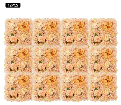 Produktbild von Künstliche Blumenpaneele - Blumenwand für Hochzeiten - 12 Stück - Seide - Blütenköpfe - Für draußen - Stil 2