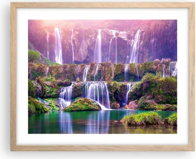 Produktbild von Gerahmtes Poster - Rahmen in heller Eiche - Wasserfall Natur - 50x40 cm - Wand Bild - Wanddeko - Wandbilder - Kunstposter - Wandposter - Bilderrahmen - Bilder - Kunstdruck - Wandbild - P2NAA50x40-3893