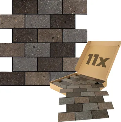 Produktbild von Dalsys 11x Wandpaneele selbstklebend 0,87m² Dunkelbraun Grau