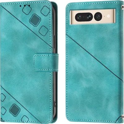 Obrázek produktu pro Pouzdro pro Google Pixel 7 Pro vyražené Flip kožené peněženkové pouzdro s funkcí stojánku zelené