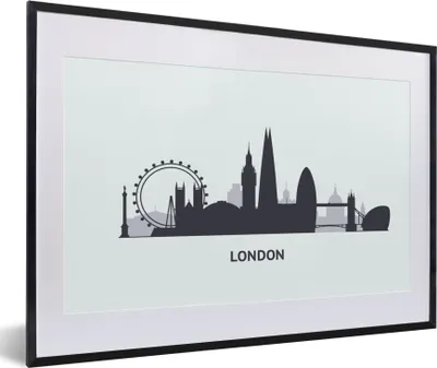 Produktbild von MuchoWow® MuchoWow® Gerahmtes Poster London - Skyline - England 60x40 cm - Poster mit zchwarzem Bilderrahmen - Schlafzimmer - Plakat in Rahmen - Drucken