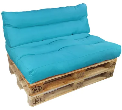 Produktbild von NYVI Palettenkissen Set SunLounge Aqua- Paletten Sitzkissen 120x80 cm + Rückenlehne 120x40 cm - Wasserabweisende Palettenauflage, UV-fest - Auflage für Europaletten - Loungekissen