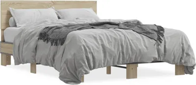 Produktbild von (NEU 2026) Bettgestell moderne, Sonoma-Eiche 120x200 cm - Holzwerkstoff und Metall - Klassische Betten - 40.4 kg