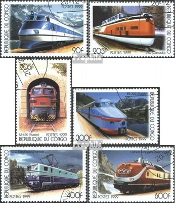 Produktbild von Briefmarken Kongo (Brazzaville) 1999 Mi 1684-1689 (kompl.Ausg.) gestempelt Lokomotiven aus aller Welt