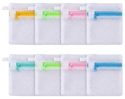 8 Mini-Waschbeutel mit Reißverschluss, Mesh, weiß