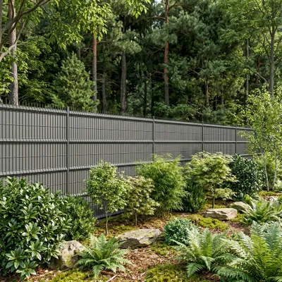 Produktbild von YZNAHRE Sichtschutzstreifen für Doppelstabmatten 70m x 19cm PVC Zaun Sichtschutz mit 40 Clips Blickdicht Anti-UV Sichtschutzfoile, Hellgrau
