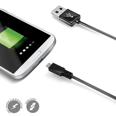 Productafbeelding van Celly USBMICROB, 1 meter, USB-A, Micro-USB B, USB 2.0, mannelijk/mannelijk, zwart