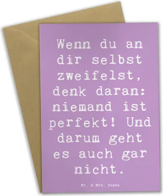 Produktbild von Mr. & Mrs. Panda Grußkarte Spruch Zweifel an sich selbst - Lavendeltraum - Geschenk, weihnachtskarten, hochzeitskarten, Gefühl, ermutigende Botschaften, Selbstvertrauen