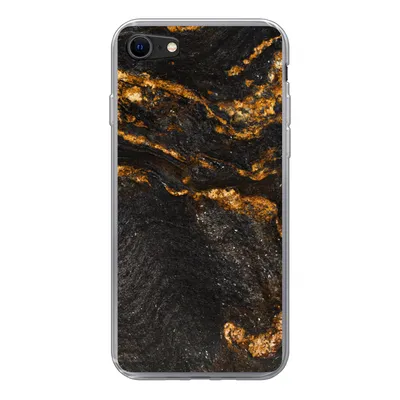 Produktbild von MuchoWow® Handyhülle Schutzhülle Hülle für iPhone SE 2020 Marmor - Limette - Schwarz - Gold - Marmoroptik - Luxus Silikon Softcase Handy Hülle - Kartenbesitzer