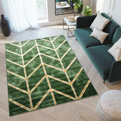 Produktbild von Teppich Wohnzimmer Schlafzimmer Kurzflor Modern Meliert Design Grün  140 x 200 cm