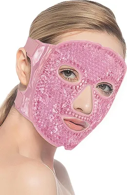 Produktbild von Kühlmaske, Augenmaske, kühlend, Gel-Gesichtsmaske, wiederverwendbare Gelperlen-Augenmaske für geschwollene Augen, Tränensäcke (rosa)