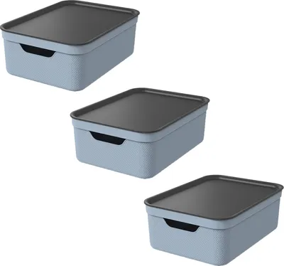 Produktbild von Set Deko Box mit Deckel A4/10 L JIVE, Farbe:Blue Fog ged.