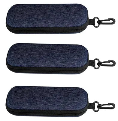 Productafbeelding van Set van 3 Hardcase Brilhoezen van Denim Stof