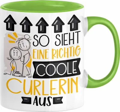 Produktbild von Curlerin Geschenk Tasse Geschenkidee für Curlerin Geburtstag Weihnachten Spruch So Sieht Eine Richtig Coole Curlerin Aus Kaffee-Becher  (Grün)