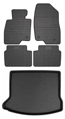 Produktbild von Gummimatten + Kofferraumwanne für Mazda 3 III (BM) 2013- (Schrägheck) – Schwarz, passgenau – Wielganizator SolidPRO