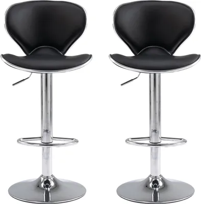 Produktbild von SevenComfort 2er Set Barhocker, Barstuhl, 360° drehbar höhenverstellbar, Tresenhocker, Küchenhocker, mit Rückenlehne und Füßstütze, Schwarz