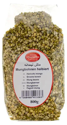 Produktbild von Khanum Khanuma - halbierte Mungbohnen 800 Gramm
