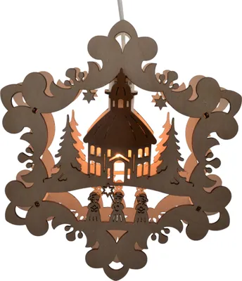 Produktbild von Fensterbild - Kirche und Kurrende, beleuchtet, Original Erzgebirge