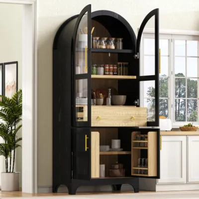 Produktbild von Highboard mit verstellbaren Regalböden und Schublade, Küchenschrank mit Stauraum, für Esszimmer