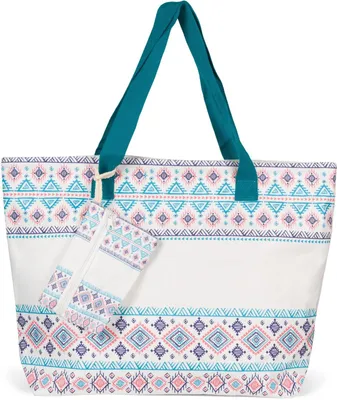 Image de Grand sac de plage avec motif aztèque et fermeture éclair