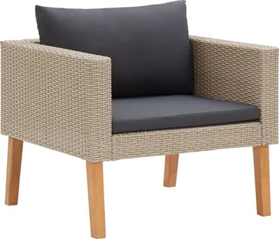 Zdjęcie produktu dla 1-osobowa sofa ogrodowa w kolorze beżowym wykonana z polirattanu z poduszkami