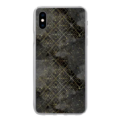 Produktbild von MuchoWow® Handyhülle Schutzhülle Hülle für iPhone Xs Marmor - Schwarz - Gold - Geometrie Silikon Softcase Handy Hülle - Handytasche